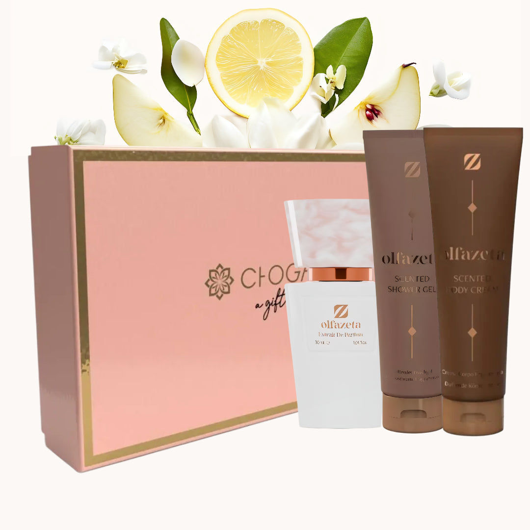 Chogan 121 olfazeta perfume and shower gel and body cream bundle for women
