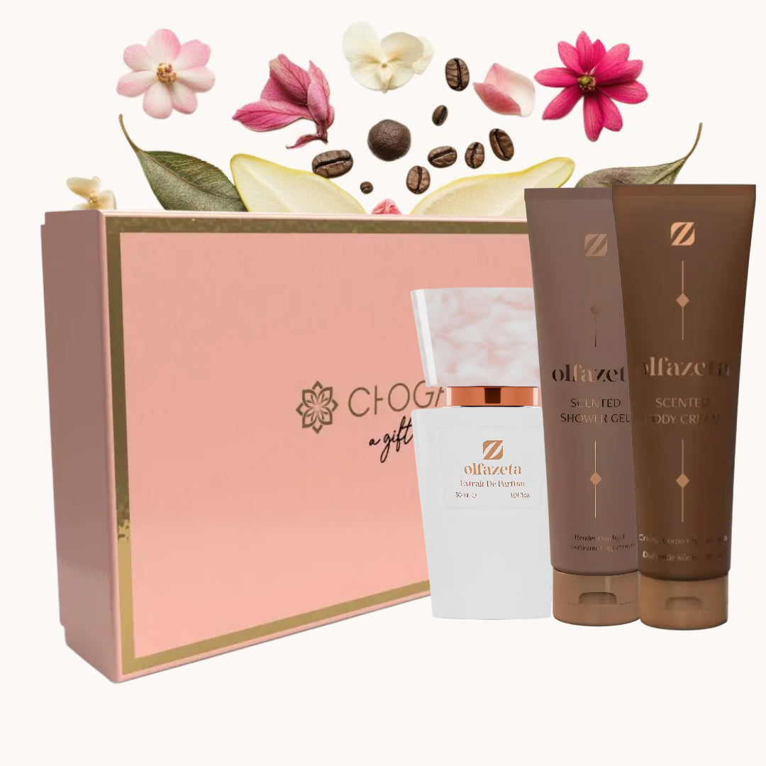 chogan 055 olfazeta perfume and shower gel and bodycream bundle for women