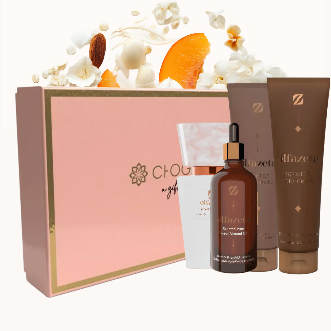chogan 023 olfazeta perfume & shower gel & bodycream & scented care-oil bundle for women